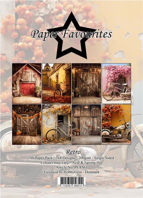 Paper Favourites Reto A6 3x8design 10,5x14,8cm 200g